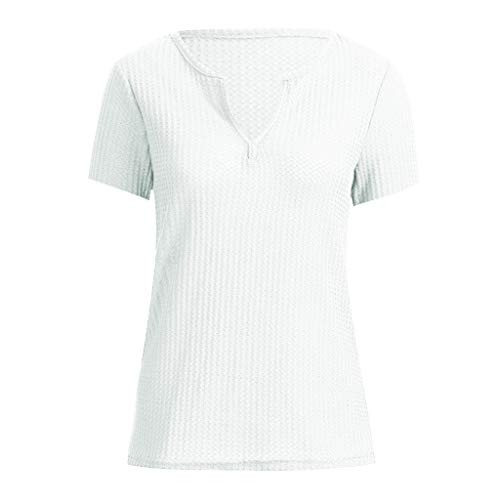 Tank Tops for Women,Toponly Summer Waffle Knit Vest Tee Short Sleeves Solid Loose Fitting T Shirt Tops Singlet Undershirt