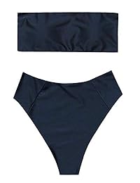 I2CRAZY Traje de baño de dos piezas sin tirantes para dama con parte inferior de corte alto