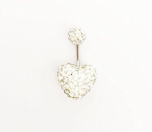 Dangle Belly button rings 3D Heart crystal Fashion body piercing jewelry woman navel bar Surgical Steel