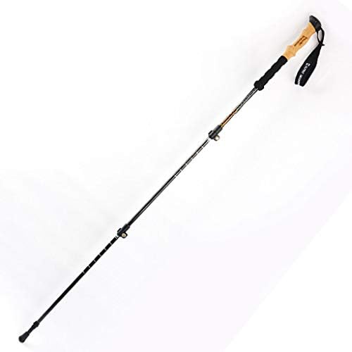 Weiyue Trekking pole- Trekking Pole Carbon Light Telescopic Folding Climbing Mountaineering Hiking Equipment Elderly Crutches (color : Black, Size : 62-135cm)