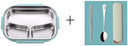 Stainless Steel Lunch Box for Kids Gray Bag Set Bento Box Leakproof Japanese Style,3 Green-Flatware-Bag