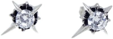 SWEETIE 8 Jewelry White Cross Badge Style Mens Unisex Stainless Steel CZ Cubic Zirconium Stud Earrings , 2pc