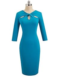 Homeyee B485 - Vestido de trabajo para mujer (manga 3 4, con agujero para llave)