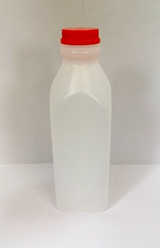 32oz Natural HDPE Plastic Beverage Juice/Dairy Containers with Tamper Evident Caps - Pack of 6 (6 Pack, Orange Caps)