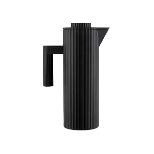 Alessi Plisse MDL12 B - Design Thermo Insulated Jug in Thermoplastic Resin with Double Wall Thermal Glass Inside, 100 cl, Black