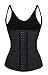 Charmian Women's Plus Size Steel Boned Latex 3 Rows of Hooks Sport Workout Waist Trainer Body Shaper Corset Vest Halter-Latex-Black XXXX-Large