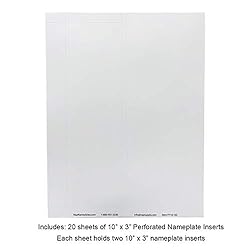 Perforated Paper Nameplate Inserts, Pack of 20