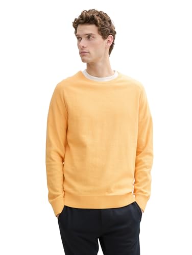 TOM TAILOR Maglione da Uomo, Finestripe 37713 - Peachy Orange Tonal Finestripe, L