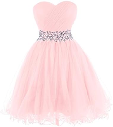 Oumans Womens Sweetheart Tulle Homecoming Dresses Short Bridesmaid Gown Pink US16