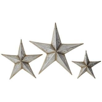 Silver Tin Stars Wall Decor Set Of 3 Amazon Co Uk Kitchen Home