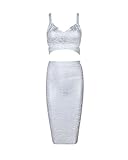 Whoinshop Womens Bodycon Bandage Skirt Set 2 Pieces Sleeveless Celebrity Dress