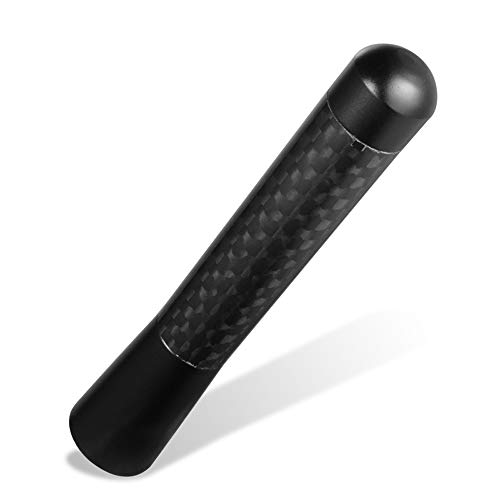 GTP 3" Real Carbon Fiber Antenna Black Aluminum AM/FM Radio Vehicle Car Screw-in Stubby Aerial Replacement