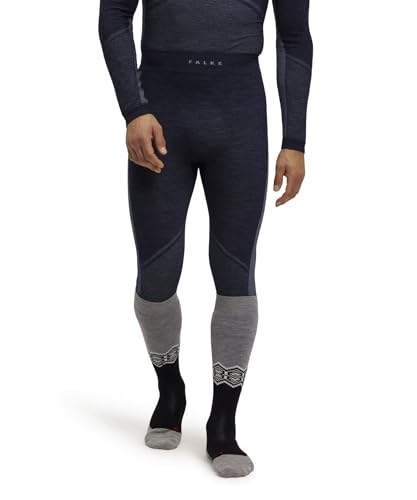 FALKE Men's Wool-Tech 3/4 M TI Functional Yarn Quick Dry 1 Piece Base Layer Bottom, Blue (Space Blue 6116) - Trend, XL