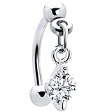Body Candy Top Down Clear Dangle Round Eyebrow Ring