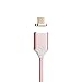 NetDot 3 Pack 2nd Generation 1m/3.3ft Nylon Bradied USB Fast Charging Magnetic Micro USB Cable with LED Indicator Compatible with Android Device (3.3ft /3 Pack Rose Gold)
