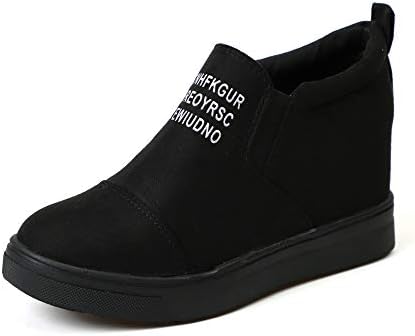Wedge Trainers Women Leather Suede Hidden Platform Ankle Boots 7 cm High Top Loafers Slip On Sneaker Fashion Black Grey Pink Blue Khaki 3-7