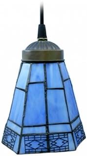 Rustic Blue Tiffany Style Mini Pendant Light with Polyhedron Shape Shade