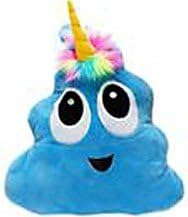 Fun2Play Toys Blue Poo-Nicorn Emoji Pillow, The Poo Emoji with a Unicorn Horn and Rainbow Hair