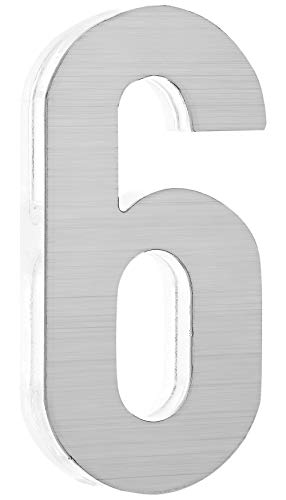 PEELCO Silver Stainless Steel Floating Address Numbers for Houses 3", Acrylic Backing, 3M Double Sided Tape, Hardware Included, 6