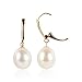 14k Yellow Gold Drop Pearl Earrings with Freshwater Cultured Pearls (Lever back Pearl Earrings, Pearls Available in 8-8.5 mm and 10-10.5 mm Sizes, Gift Box Included with Earrings)