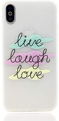 iPhone X Case, Quote About Life Pattern Print Slim Fit Case Soft TPU Silicone Bumper Shockproof Matte Clear Back Cover Motivational Phrase Quotes Design for iPhone X 10 iPhone Xs,Live Laugh Love