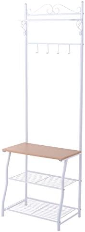 Metal Coat Clothes Shoes Hat Umbrella Bag Stand Rack Hanger Hooks New White