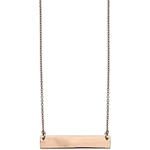 Women's Engravable 14K Rose Gold Plated 925 Sterling Silver Cable Chain Necklace with 7X28MM Polished I.D. Bar, Size 0