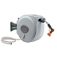 Giraffe Retractable Garden Hose-Reel with 9 Adjustable Sprayer Nozzle 5/8 in. x 65 FT Water Hose, Wall Mount/Auto Rewind