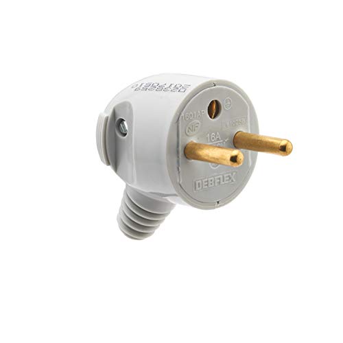 Debflex 713360 2P Stecker 16 A, seitlich mit Klappe, grau