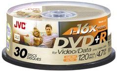 JVC 16x DVD+R Media 4.7GB 30 Pack Spindle Recordable Discs