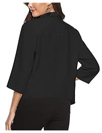Hawiton - Chaqueta de chifón para mujer, manga 3 4, parte delantera abierta