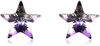 Lucky White Gold Star Earrings -Crystal Purple Silver Hypoallergenic Five Star Stud Jewelry Earrings for Women
