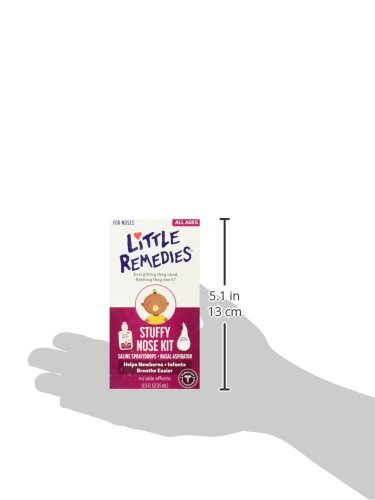 Little Remedies Stuffy Nose Kit | Saline Spray/Drops & Aspirator | 0.5 FL OZ