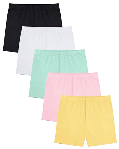 FEQO 5 Pack Toddler Girls Bike Shorts Cotton Cartwheel Shorts, 3T(Yellow) at Amazon