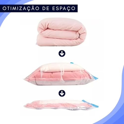 Kit com 10 Sacos a Vácuo para Roupas e Viagem 50x60 cm com Bomba Manual Inclusa, Ideal para Organização de Armário e Mala de Viagem, Compressão de Roupas, Redução de Volume e Economia de Espaço
