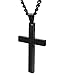 FUNRUN Stainless Steel Black Cross Pendant Necklace Womens Mens,Black Chain 24''