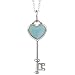 Sterling Silver Blue Turquoise Heart Key Pendant with 18