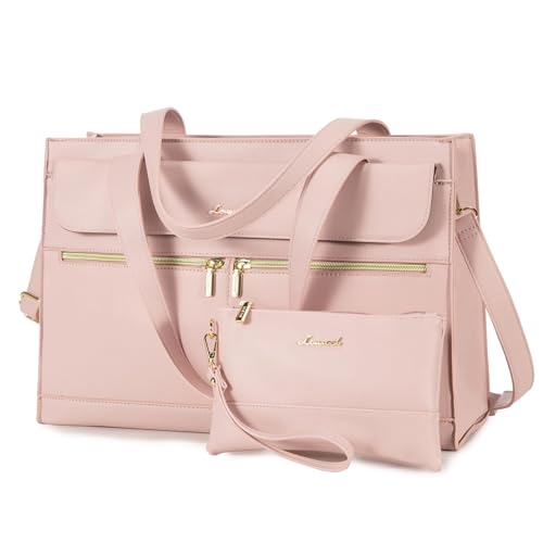 LOVEVOOK Laptop Handtasche Damen 15,6 Zoll, PU Leder 2 in 1 Crossbody Tote Bag Handbag, Groß Business Shopper Tasche Arbeitstasche, Elegant Schulterta
