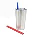 12oz Kids Tumbler Insulated Double Wall cup with Colorful Silicone Straws | Stainless Steel Toddler Mug with Lid and Straw | Unbreakable & BPA Free | Set of 2 Colorful Silicone Straws