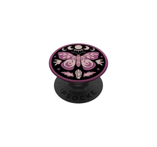 Celestial Boho Moth Earthy Folk Art Botanical Moon Phases PopSockets Adhesive P…
