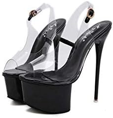 GHFJDO Women's Stripper Shoes Sandal,with Ankle Strap Platform Heels,Clear High Heels for Ladies