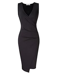 GlorySunshine vestido de cóctel sin mangas con cuello en V y cuello de imitación, vestido de cóctel