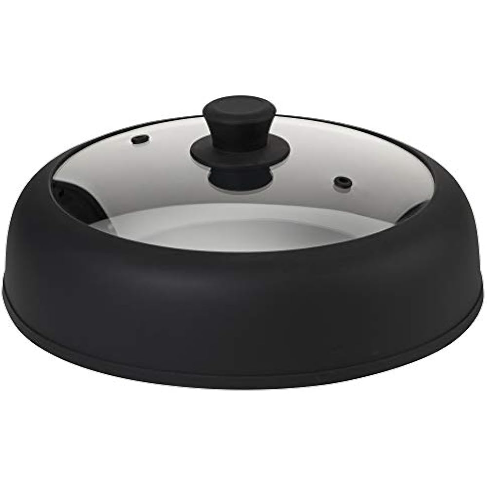 Vented, Easy Grip, Silicone And Glass Microwave Cover Black Splatter