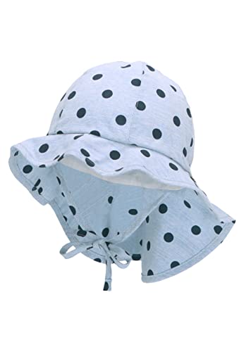 Sterntaler Baby Mädchen Hut Baby Sonnenhut Punkte - Baby Hut, Kopfbedeckung Baby Sommer, Sommerhut Baby - mit Bindeband - himmelblau, 45