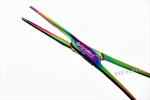 Premium 1 Each 5.5" Straight Hemostat Forceps Locking Clamps Stainless Steel Set-Multi Rainbow Color - Thumbnail 3