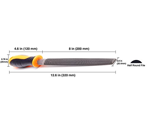 Finder 8'' Semi Round Hand Rasp File Set with Rubber Grip + Plastic Handles - Hand Cut Half-round (Half Round File)