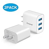 Wall Charger, Amoner 2Pack 15W 3-Port USB Charger Cube Portable Travel Wall Charger Plug for iPhone Xs/XS Max/XR/X/8/7/6/Plus, iPad Pro/Air 2/Mini 2, Galaxy9/8/7, Note9/8, LG, Nexus and More