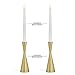 LampLust 2 Brass Finished Taper Candle Holders, 7.5 Inches, Metal, Hourglass Shape, Fits All Standard Size Candlesticks