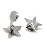 Housweety 100 Sets Silver Tone Star Spike Rivet Studs Spots 11mmx11mm(3/8