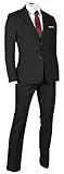 JEJEhomme Men's Slim Fit Casual Business Suits Tuxedo Black (US 38Regular / US 30Waist)